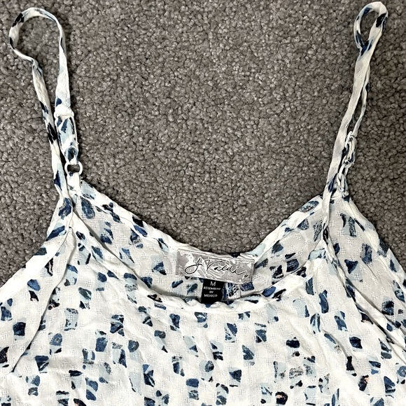 J Valdi Cover up Blue White Dress Size Medium Abstract Mosaic print - Picture 8 of 10